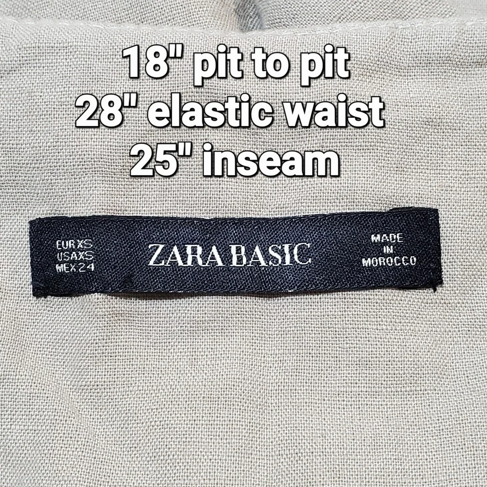Zara Basic Linen Cotton Blend Jumpsuit Romper‎ Safari Belted Beige Pant Suit XS